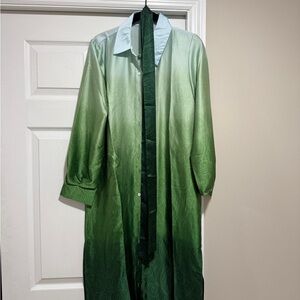 Green Ombre Long Belted Dress